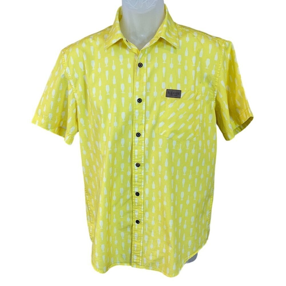 Allagash Brewing Co. Yellow Button-Up Shirt With Bottle Print